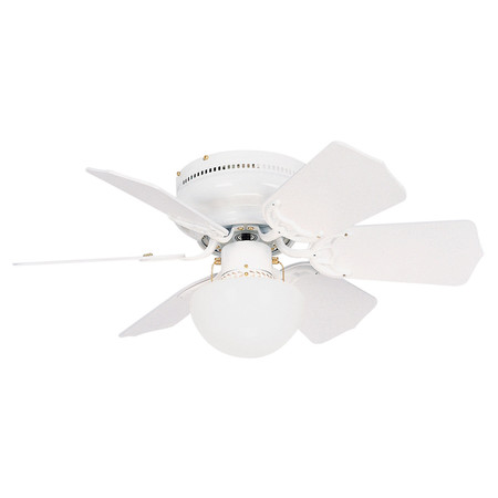 LITEX INDUSTRIES 30" White Flushmount Ceiling Fan Includes Blades and LED Light Kit BRC30WW6L